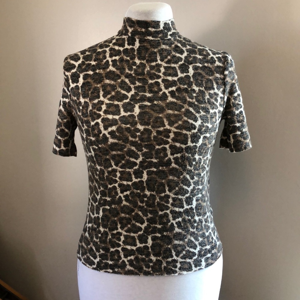 Leopard Print Mock Turtleneck